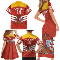 Custom Spain Football Family Matching Short Sleeve Bodycon Dress and Hawaiian Shirt Summer 2024 La Roja - Wonder Print Shop