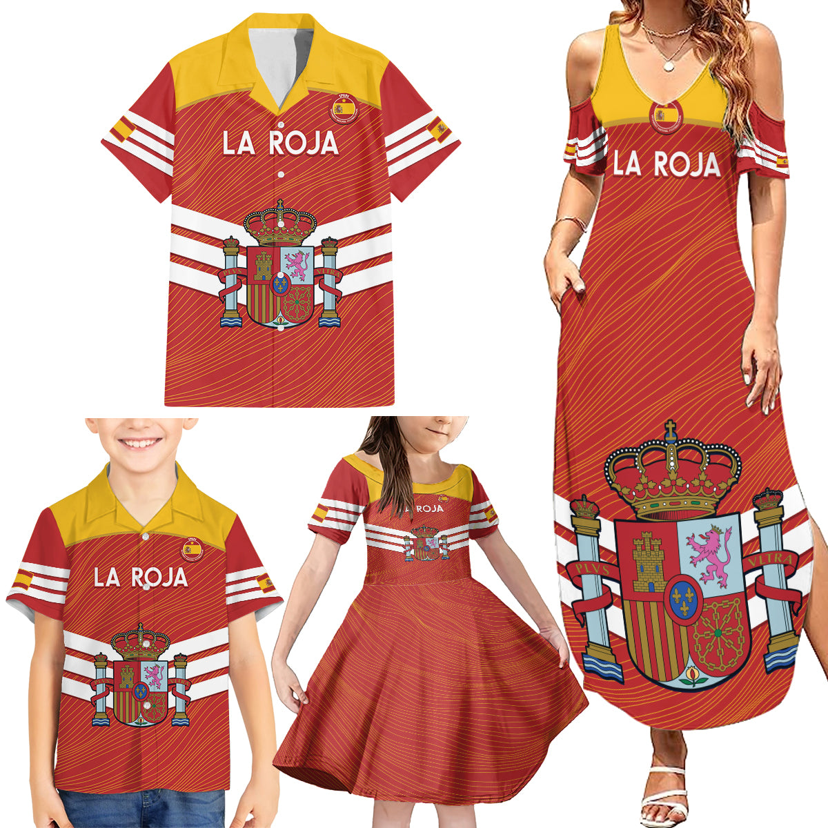 Custom Spain Football Family Matching Summer Maxi Dress and Hawaiian Shirt Summer 2024 La Roja - Wonder Print Shop