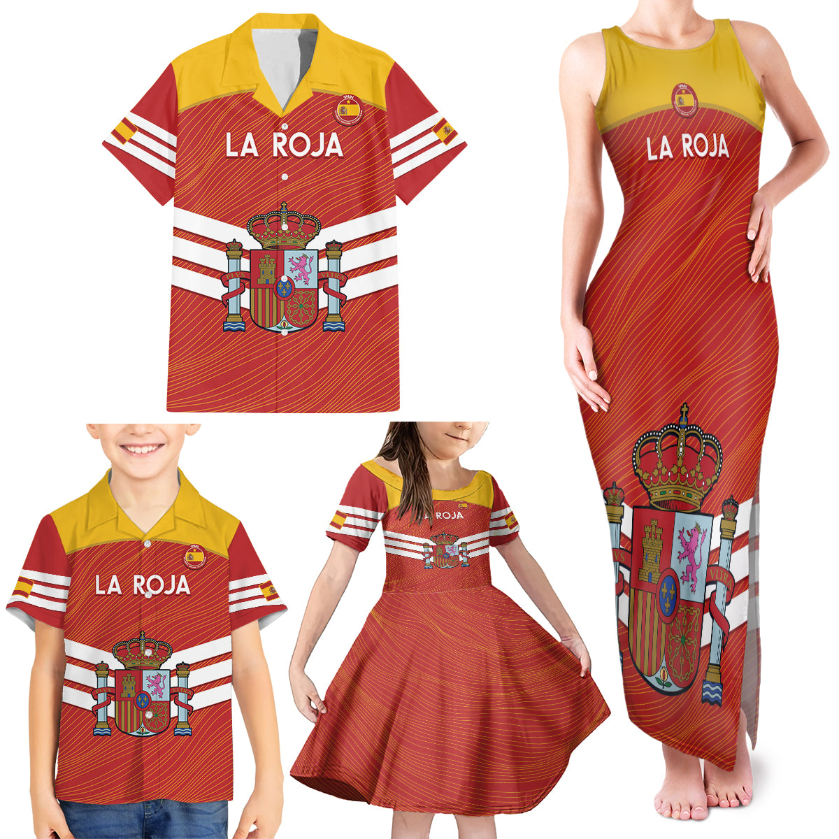 Custom Spain Football Family Matching Tank Maxi Dress and Hawaiian Shirt Summer 2024 La Roja - Wonder Print Shop