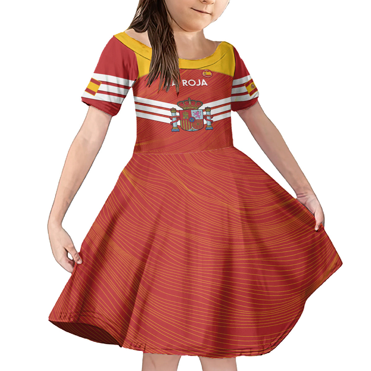 Custom Spain Football Kid Short Sleeve Dress Summer 2024 La Roja - Wonder Print Shop