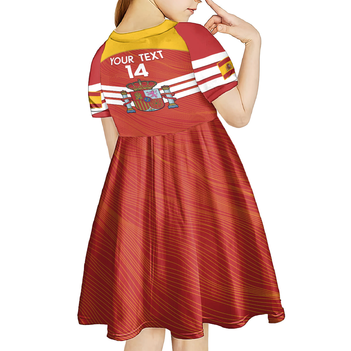 Custom Spain Football Kid Short Sleeve Dress Summer 2024 La Roja - Wonder Print Shop