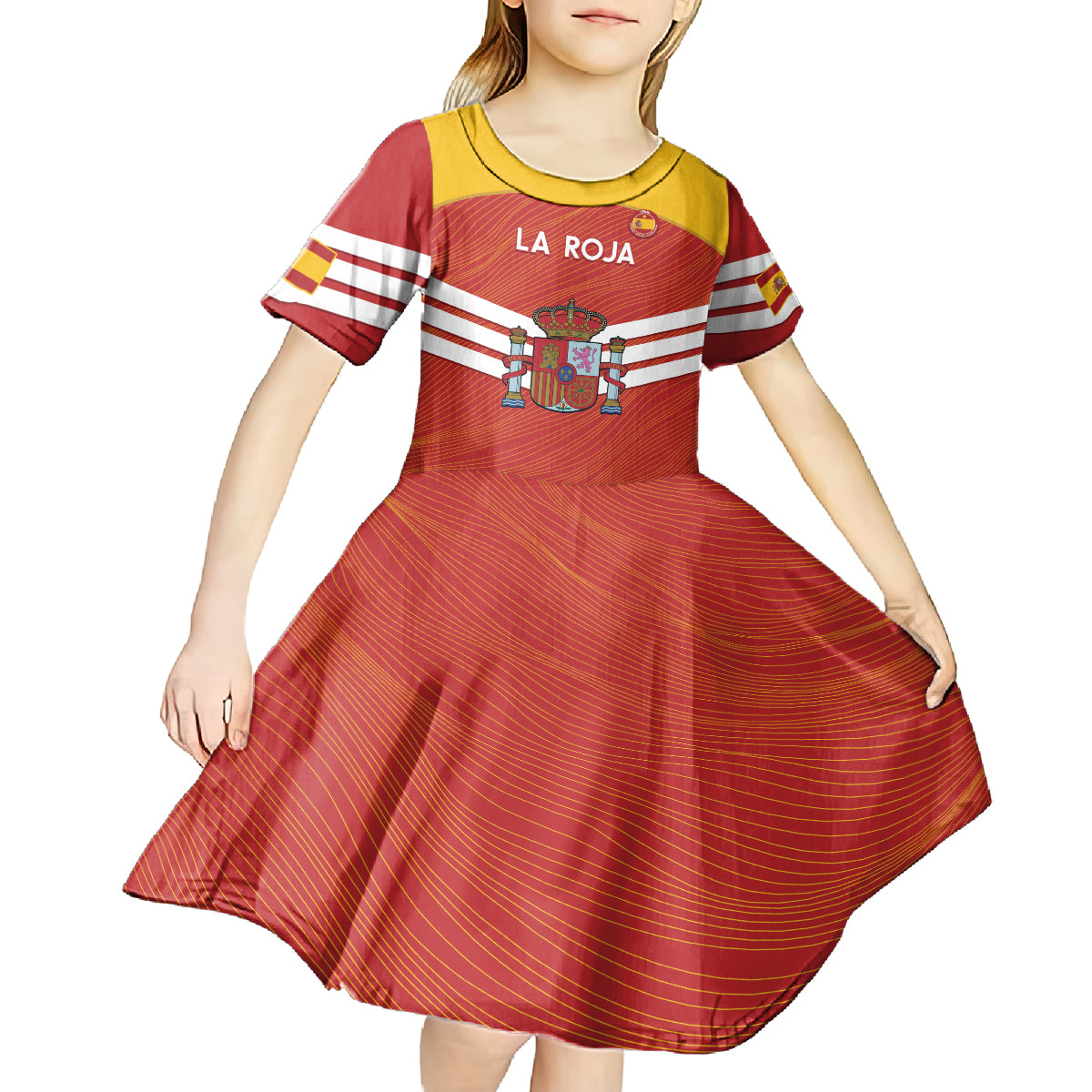 Custom Spain Football Kid Short Sleeve Dress Summer 2024 La Roja - Wonder Print Shop