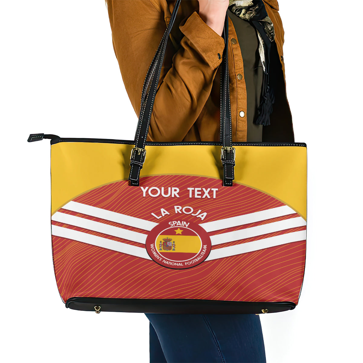 Custom Spain Football Leather Tote Bag Summer 2024 La Roja - Wonder Print Shop
