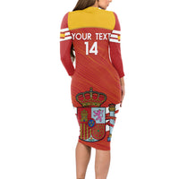 Custom Spain Football Long Sleeve Bodycon Dress Summer 2024 La Roja - Wonder Print Shop