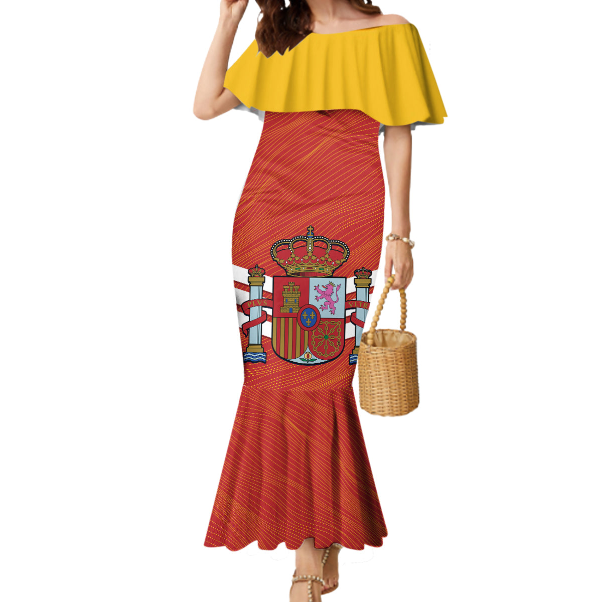 Custom Spain Football Mermaid Dress Summer 2024 La Roja - Wonder Print Shop