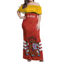 Custom Spain Football Off Shoulder Maxi Dress Summer 2024 La Roja - Wonder Print Shop