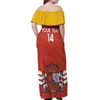 Custom Spain Football Off Shoulder Maxi Dress Summer 2024 La Roja - Wonder Print Shop