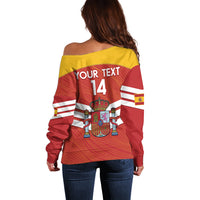 Custom Spain Football Off Shoulder Sweater Summer 2024 La Roja - Wonder Print Shop