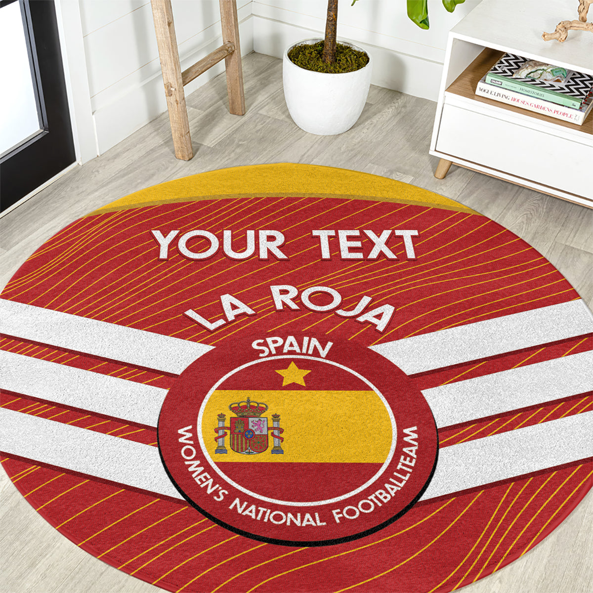 Custom Spain Football Round Carpet Summer 2024 Olympic La Roja