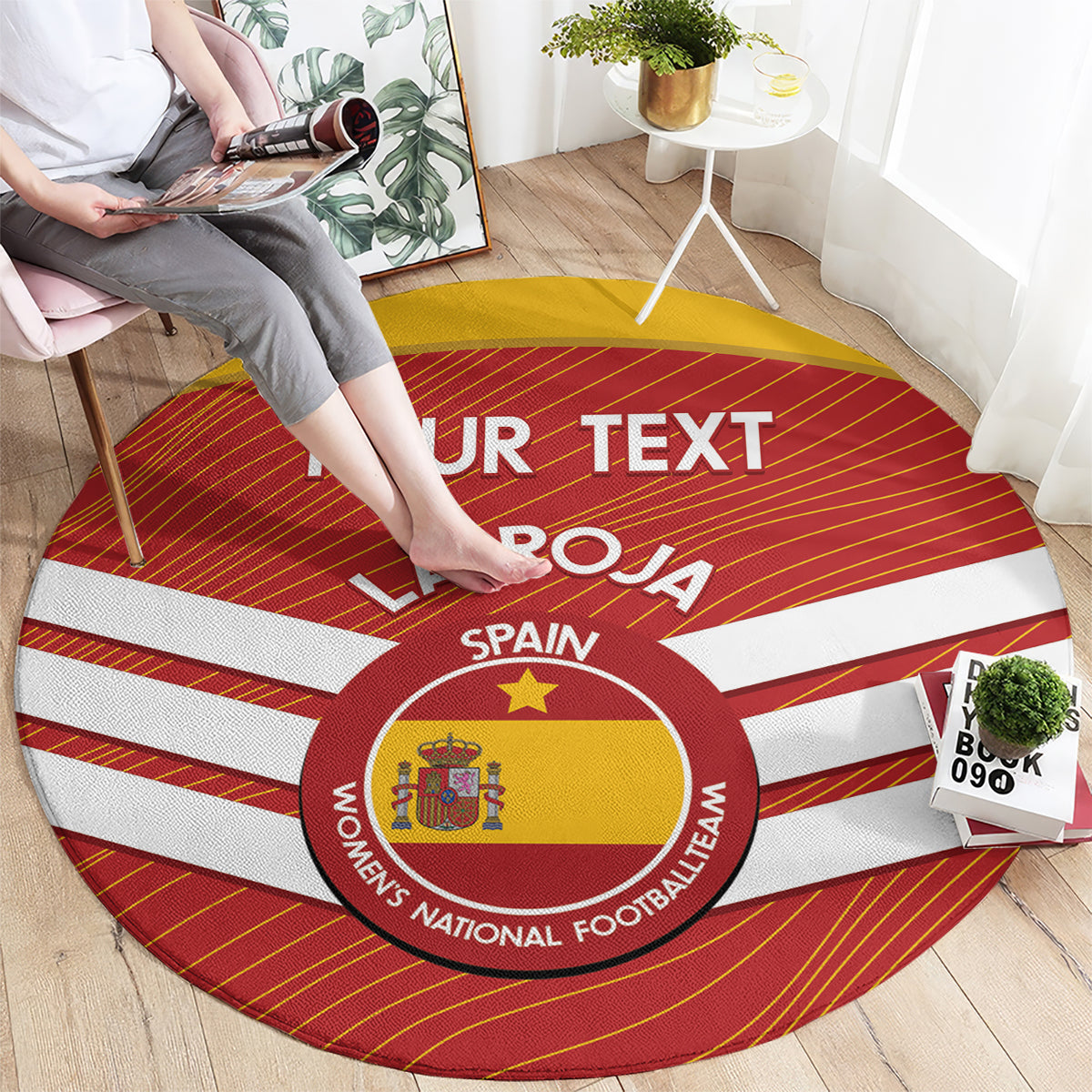 Custom Spain Football Round Carpet Summer 2024 Olympic La Roja