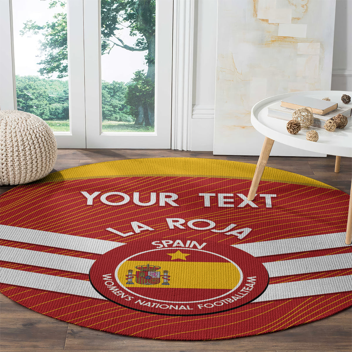 Custom Spain Football Round Carpet Summer 2024 Olympic La Roja