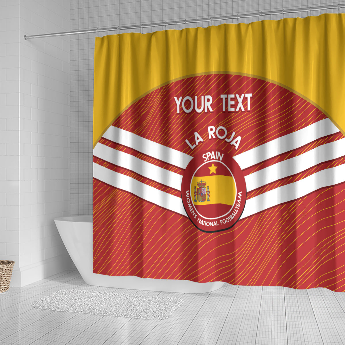 Custom Spain Football Shower Curtain Summer 2024 Olympic La Roja