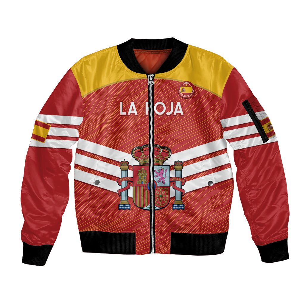 Custom Spain Football Sleeve Zip Bomber Jacket Summer 2024 La Roja - Wonder Print Shop