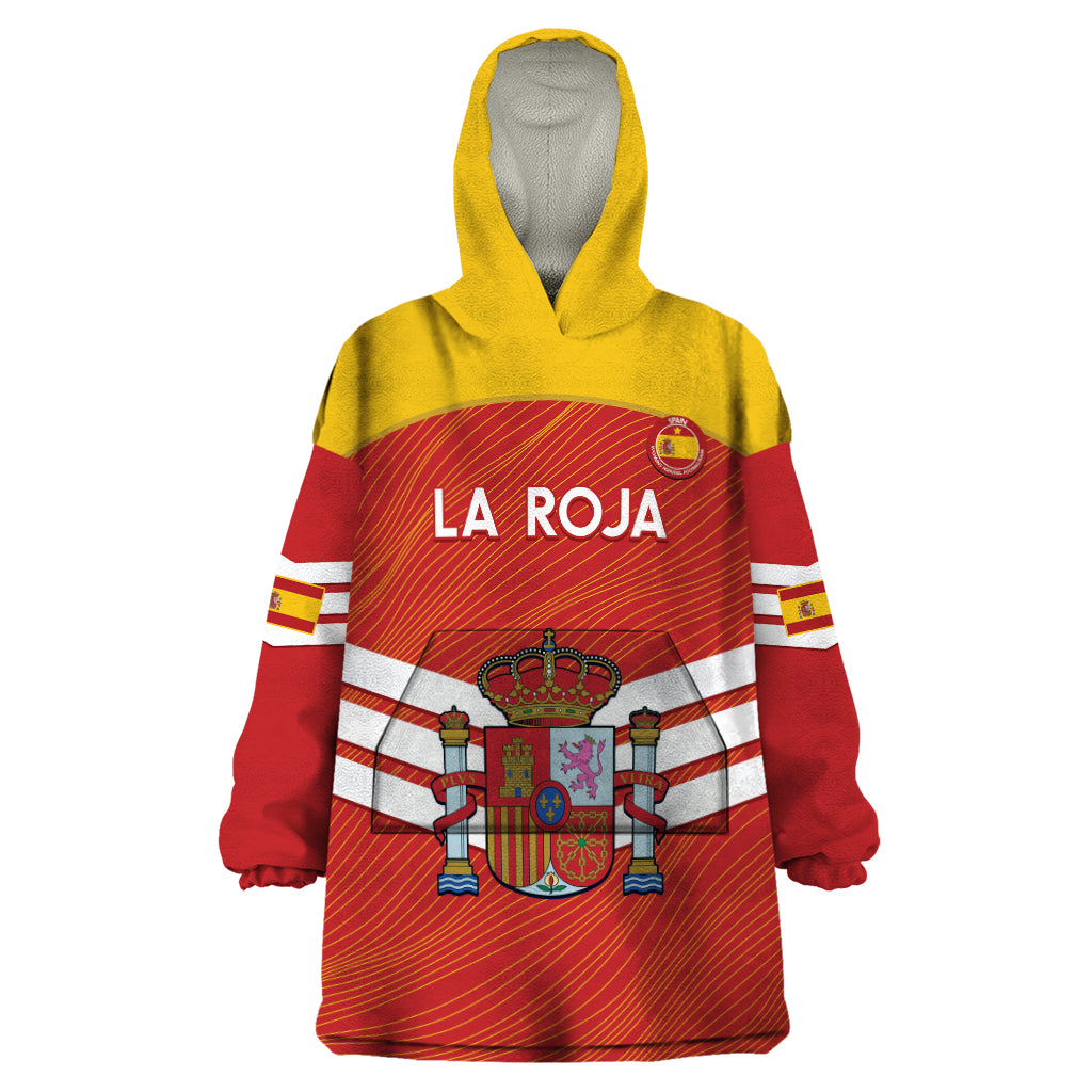 Custom Spain Football Wearable Blanket Hoodie Summer 2024 La Roja - Wonder Print Shop