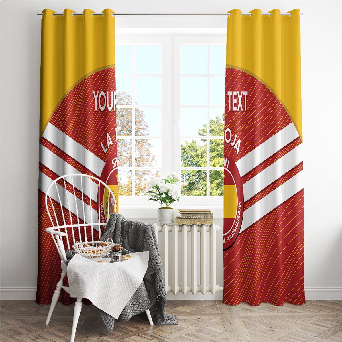 Custom Spain Football Window Curtain Summer 2024 La Roja - Wonder Print Shop