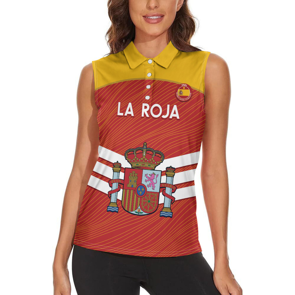 Custom Spain Football Women Sleeveless Polo Shirt Summer 2024 La Roja - Wonder Print Shop