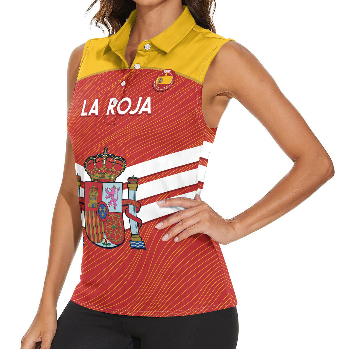 Custom Spain Football Women Sleeveless Polo Shirt Summer 2024 La Roja - Wonder Print Shop