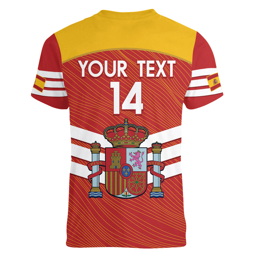Custom Spain Football Women V-Neck T-Shirt Summer 2024 La Roja - Wonder Print Shop
