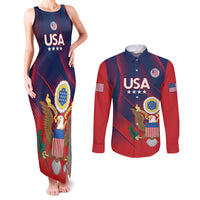 Custom United States Soccer Couples Matching Tank Maxi Dress and Long Sleeve Button Shirt Summer 2024 Go USA - Wonder Print Shop
