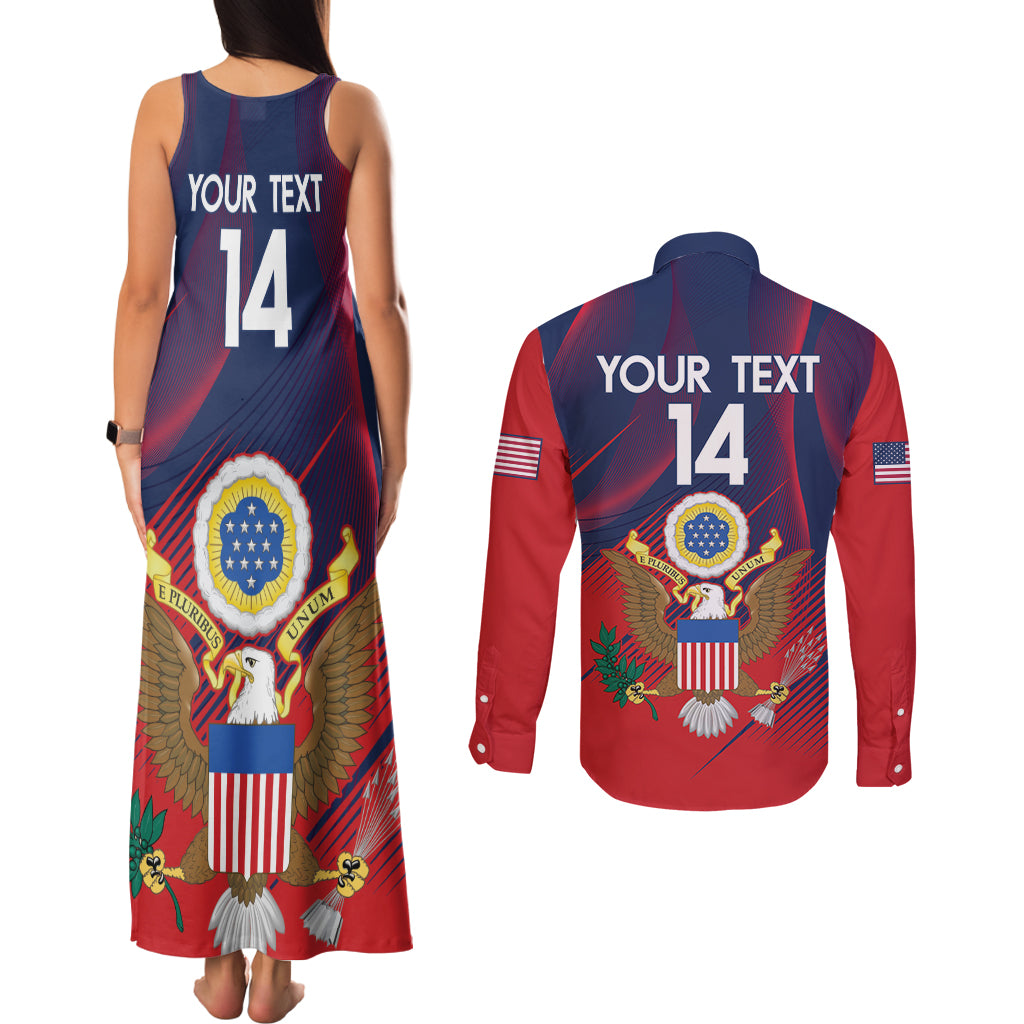 Custom United States Soccer Couples Matching Tank Maxi Dress and Long Sleeve Button Shirt Summer 2024 Go USA - Wonder Print Shop