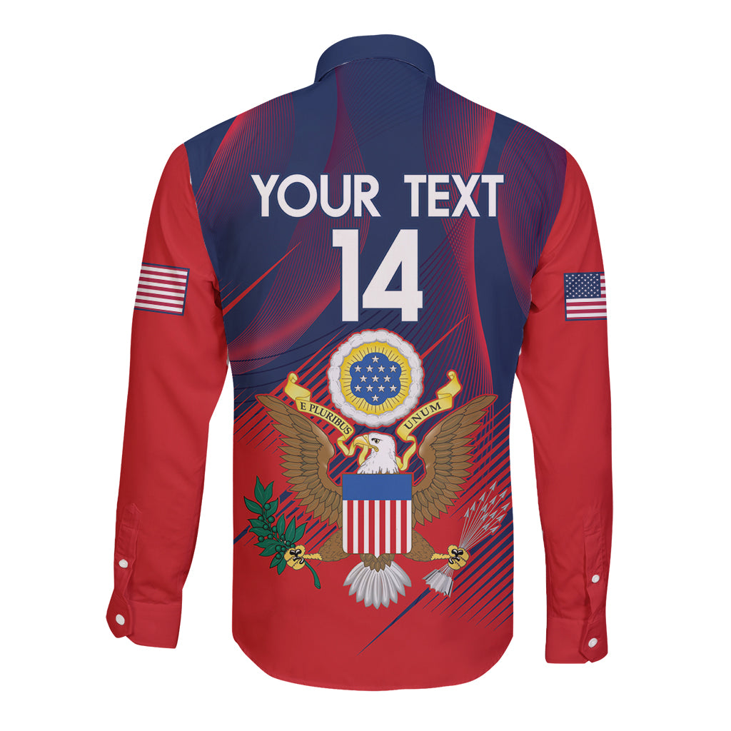 Custom United States Soccer Long Sleeve Button Shirt Summer 2024 Go USA - Wonder Print Shop