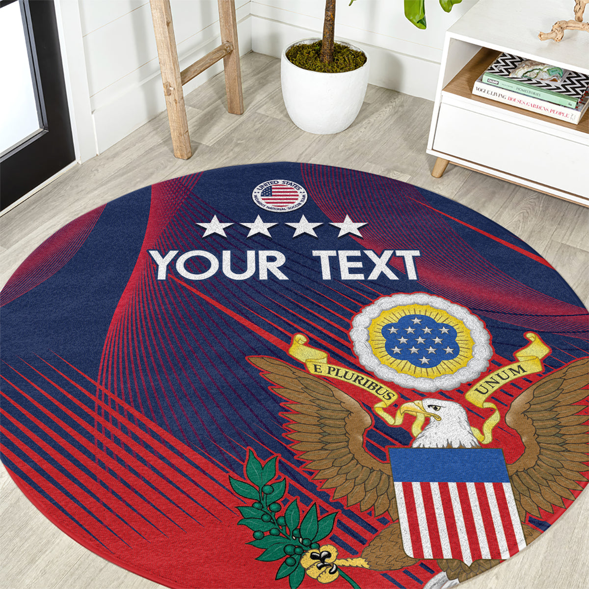 Custom United States Soccer Round Carpet Summer 2024 Olympic Go USA