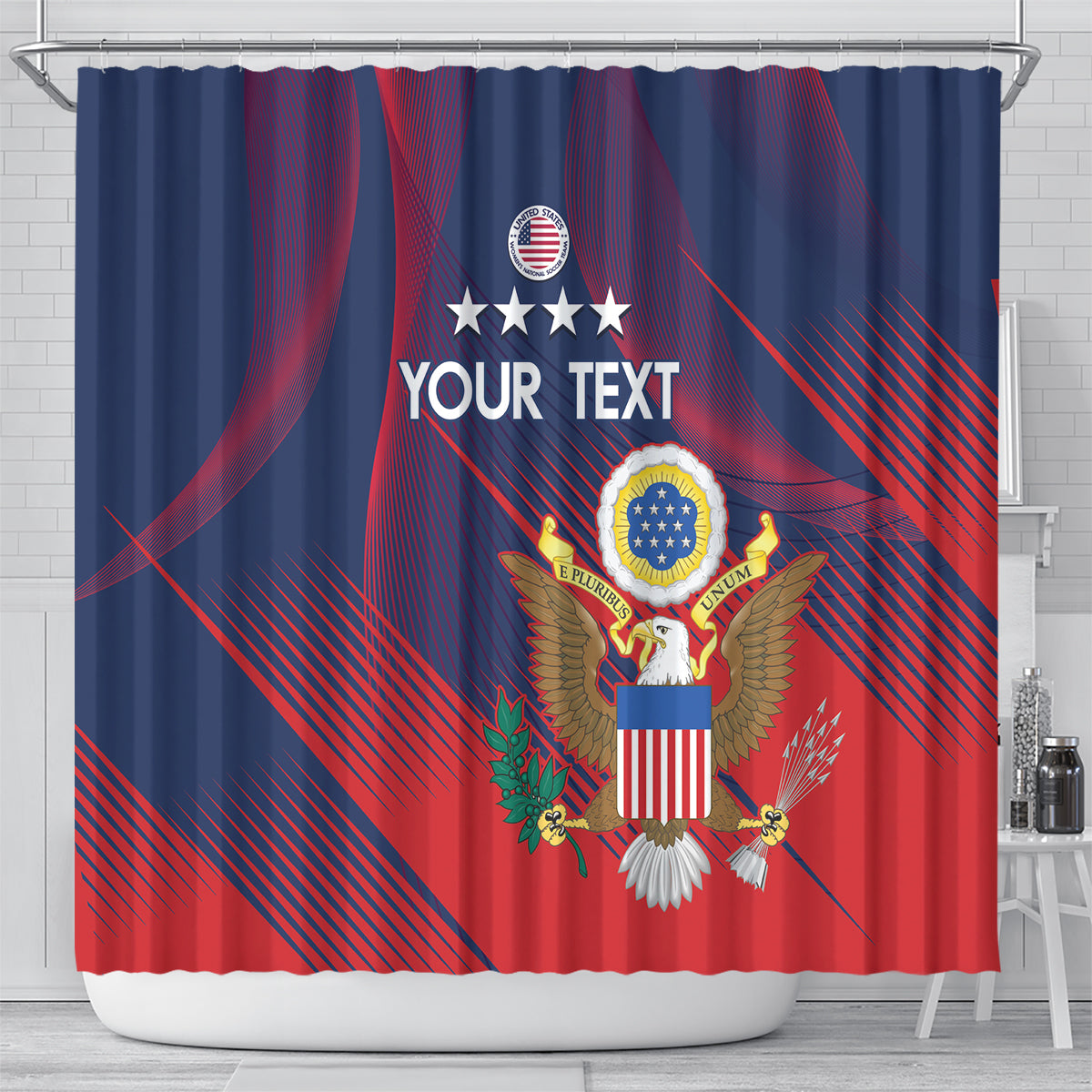 Custom United States Soccer Shower Curtain Summer 2024 Olympic Go USA