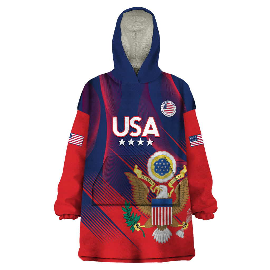 Custom United States Soccer Wearable Blanket Hoodie Summer 2024 Olympic Go USA
