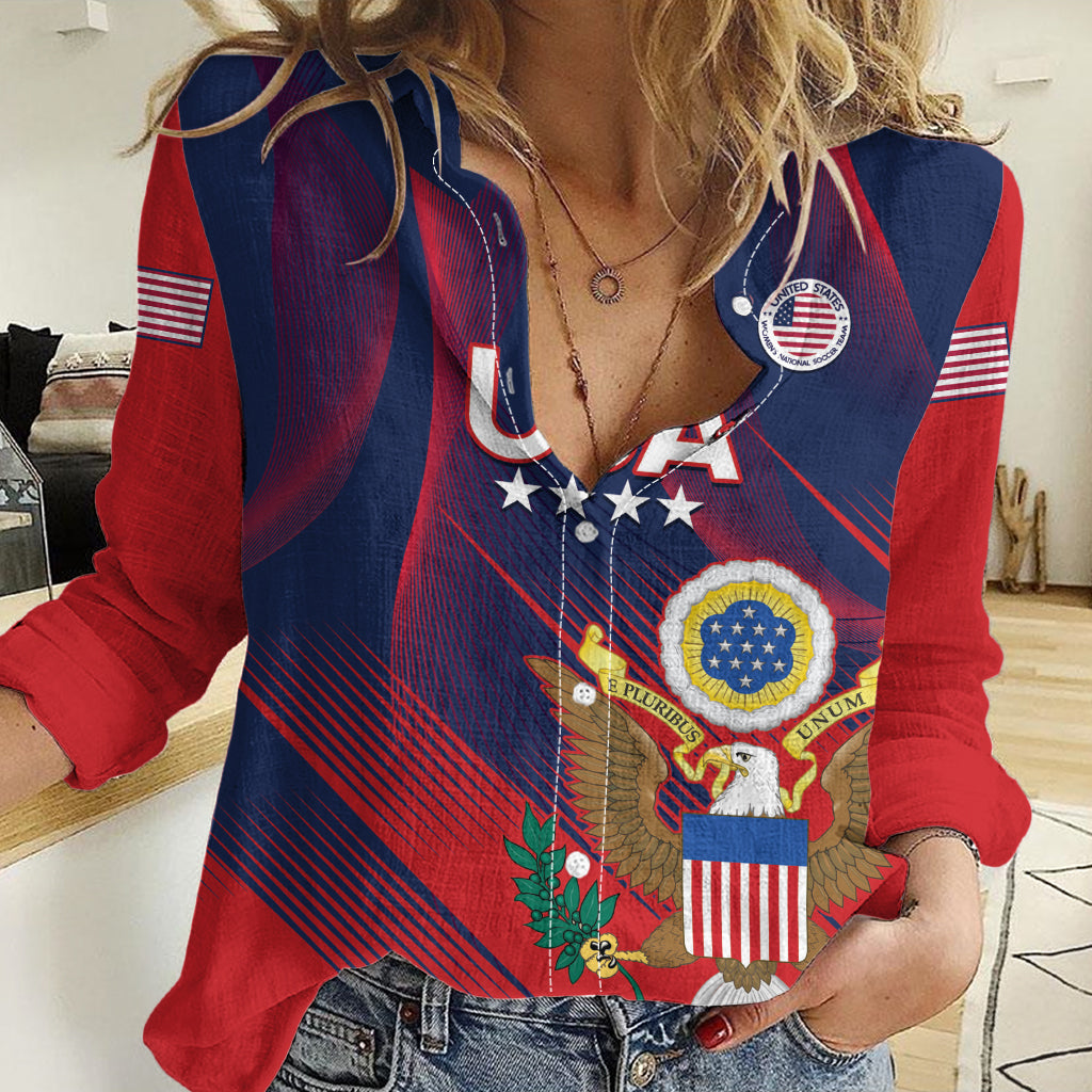 Custom United States Soccer Women Casual Shirt Summer 2024 Go USA - Wonder Print Shop