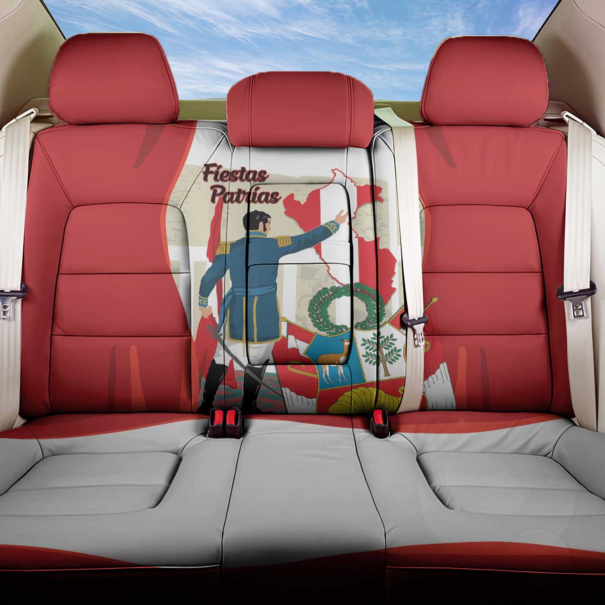 Peru Independence Day Back Car Seat Cover Jose de San Martin Fiestas Patrias