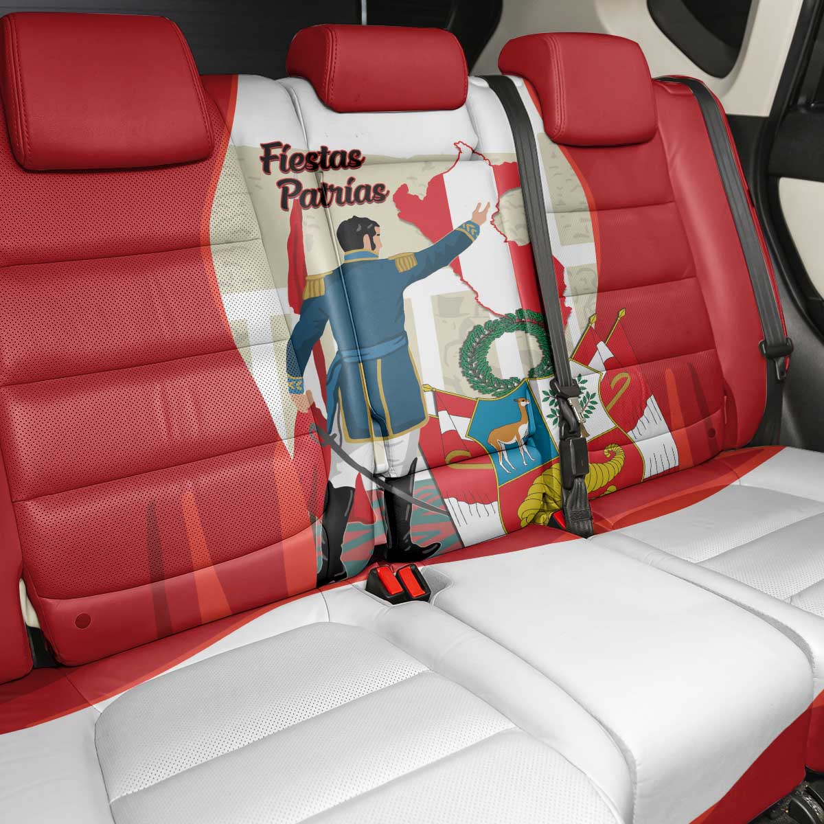 Peru Independence Day Back Car Seat Cover Jose de San Martin Fiestas Patrias