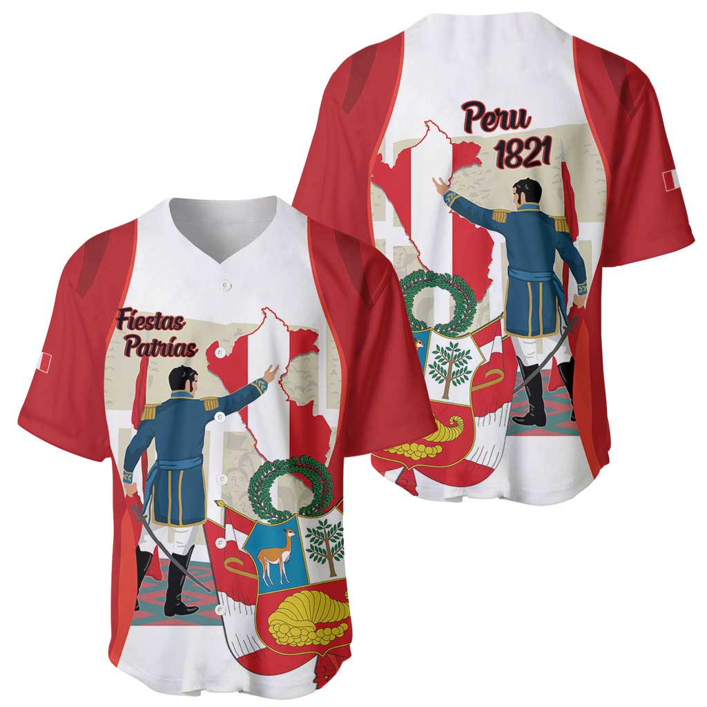 Peru Independence Day Baseball Jersey Jose de San Martin Fiestas Patrias