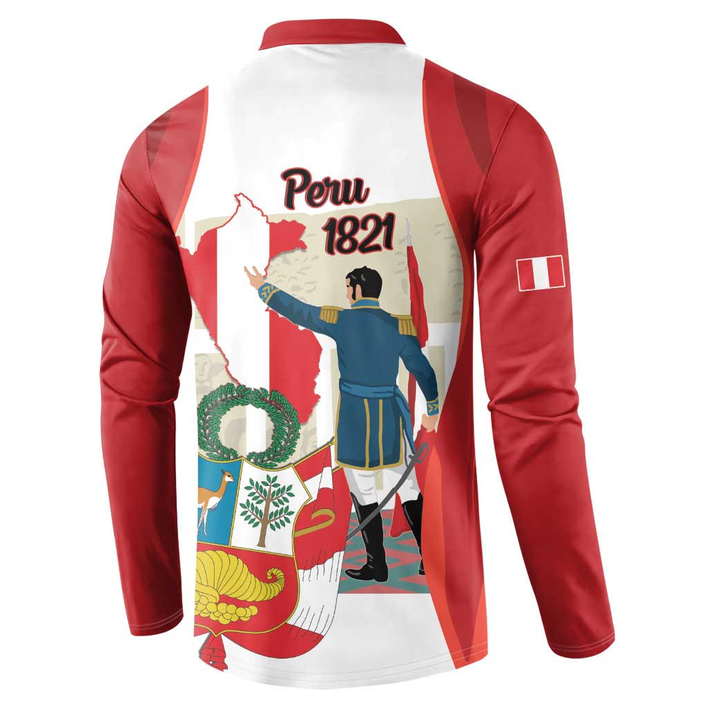 Peru Independence Day Button Sweatshirt Jose de San Martin Fiestas Patrias
