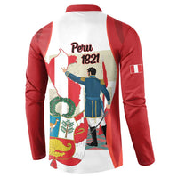 Peru Independence Day Button Sweatshirt Jose de San Martin Fiestas Patrias