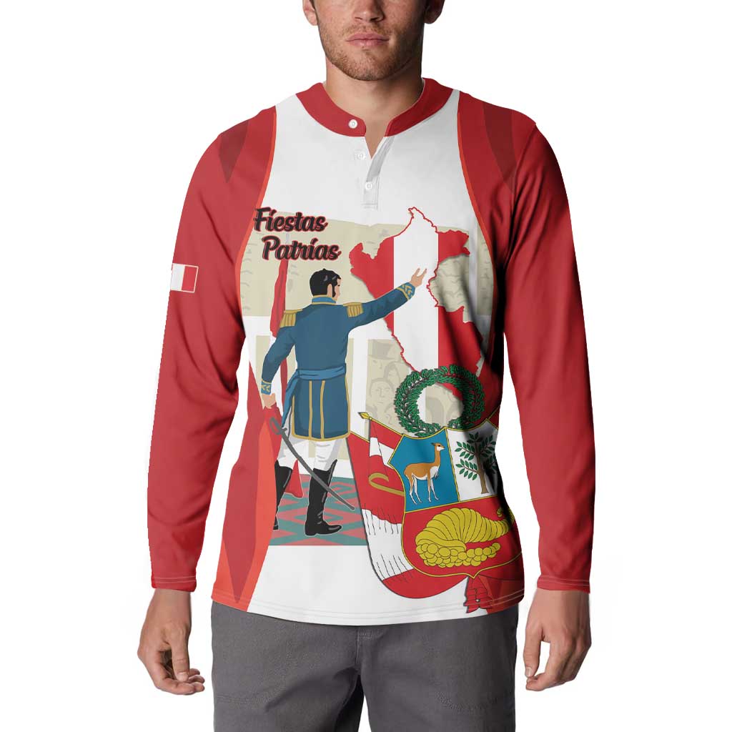 Peru Independence Day Button Sweatshirt Jose de San Martin Fiestas Patrias