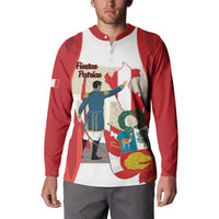 Peru Independence Day Button Sweatshirt Jose de San Martin Fiestas Patrias