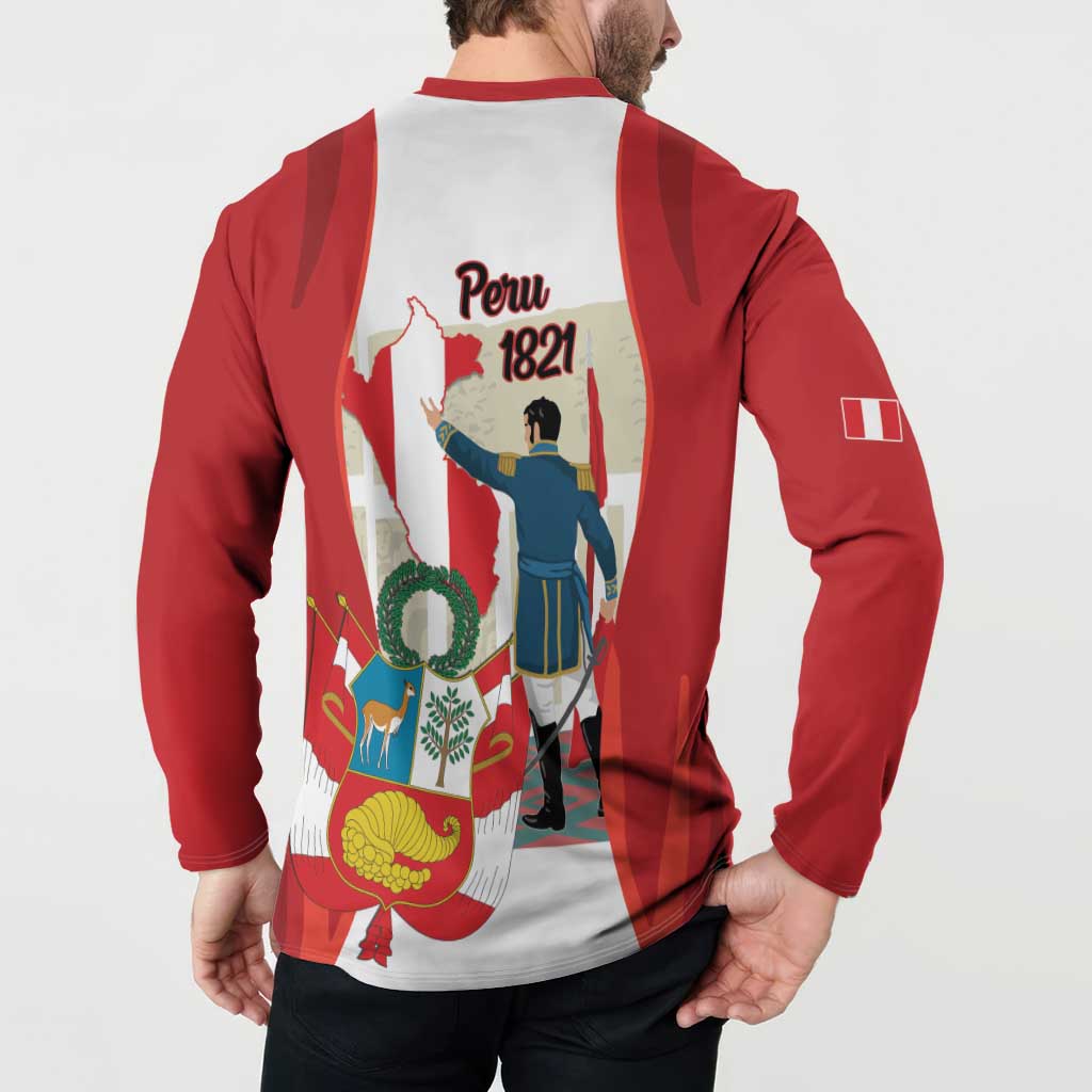 Peru Independence Day Button Sweatshirt Jose de San Martin Fiestas Patrias