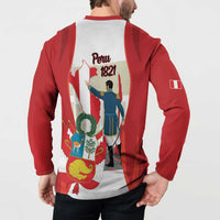 Peru Independence Day Button Sweatshirt Jose de San Martin Fiestas Patrias