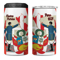 Peru Independence Day 4 in 1 Can Cooler Tumbler Jose de San Martin Fiestas Patrias