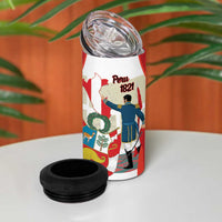 Peru Independence Day 4 in 1 Can Cooler Tumbler Jose de San Martin Fiestas Patrias