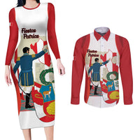 Peru Independence Day Couples Matching Long Sleeve Bodycon Dress and Long Sleeve Button Shirt Jose de San Martin Fiestas Patrias