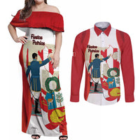 Peru Independence Day Couples Matching Off Shoulder Maxi Dress and Long Sleeve Button Shirt Jose de San Martin Fiestas Patrias