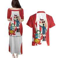 Peru Independence Day Couples Matching Puletasi and Hawaiian Shirt Jose de San Martin Fiestas Patrias