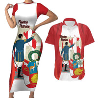 Peru Independence Day Couples Matching Short Sleeve Bodycon Dress and Hawaiian Shirt Jose de San Martin Fiestas Patrias