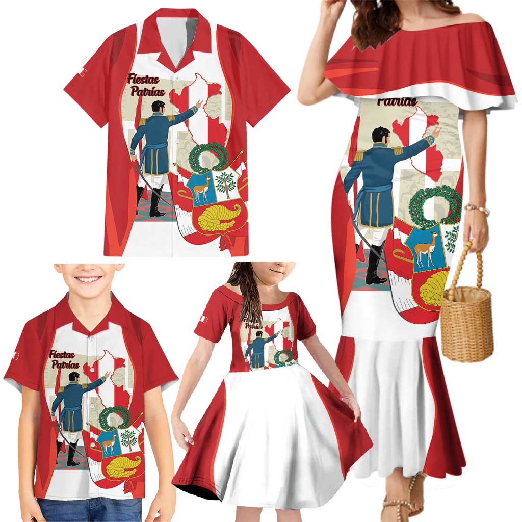 Peru Independence Day Family Matching Mermaid Dress and Hawaiian Shirt Jose de San Martin Fiestas Patrias