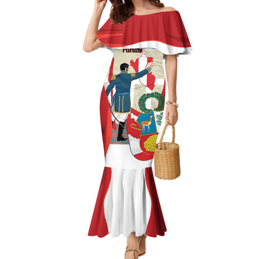 Peru Independence Day Family Matching Mermaid Dress and Hawaiian Shirt Jose de San Martin Fiestas Patrias