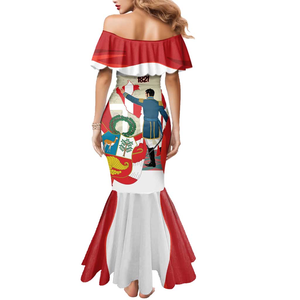 Peru Independence Day Family Matching Mermaid Dress and Hawaiian Shirt Jose de San Martin Fiestas Patrias