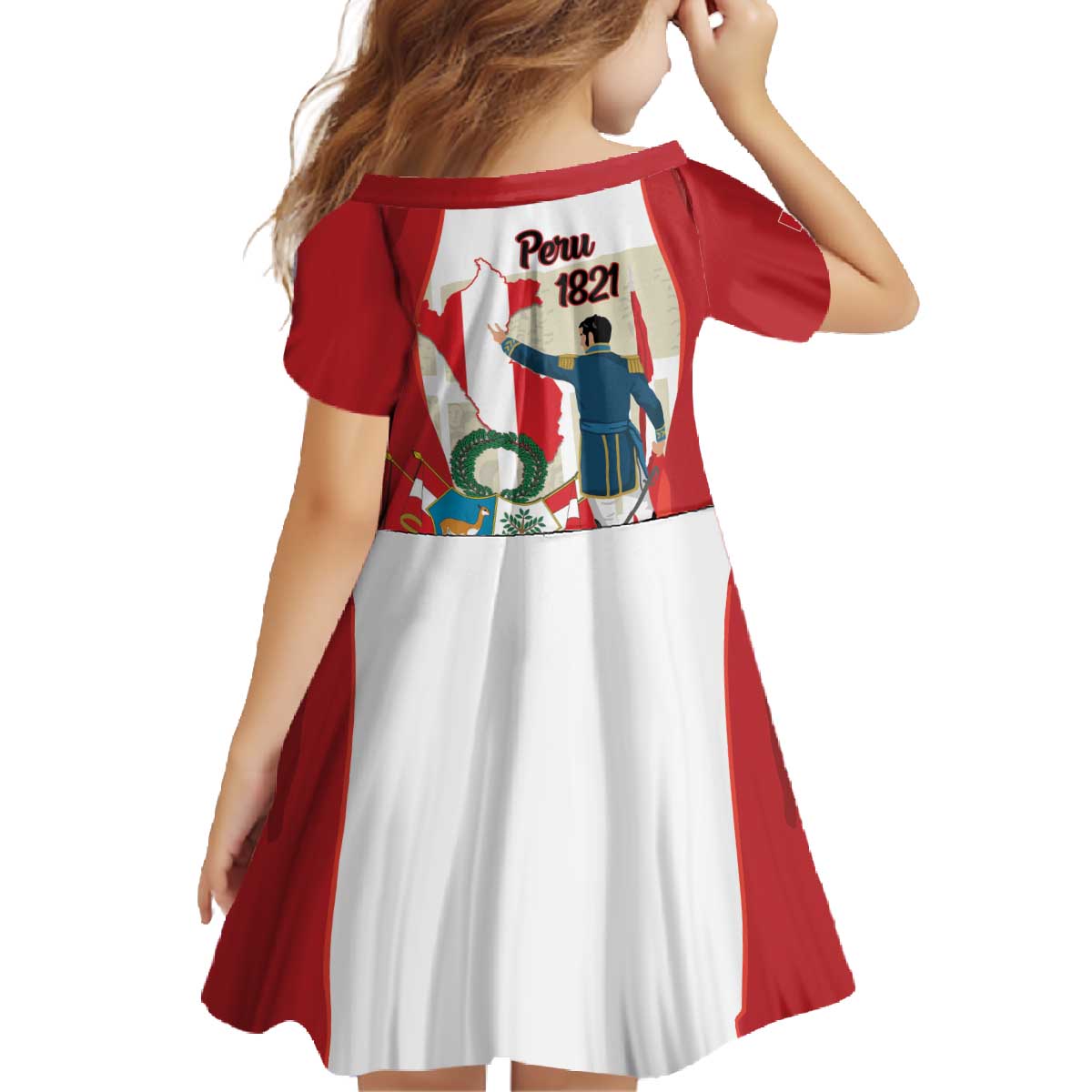 Peru Independence Day Family Matching Off The Shoulder Long Sleeve Dress and Hawaiian Shirt Jose de San Martin Fiestas Patrias