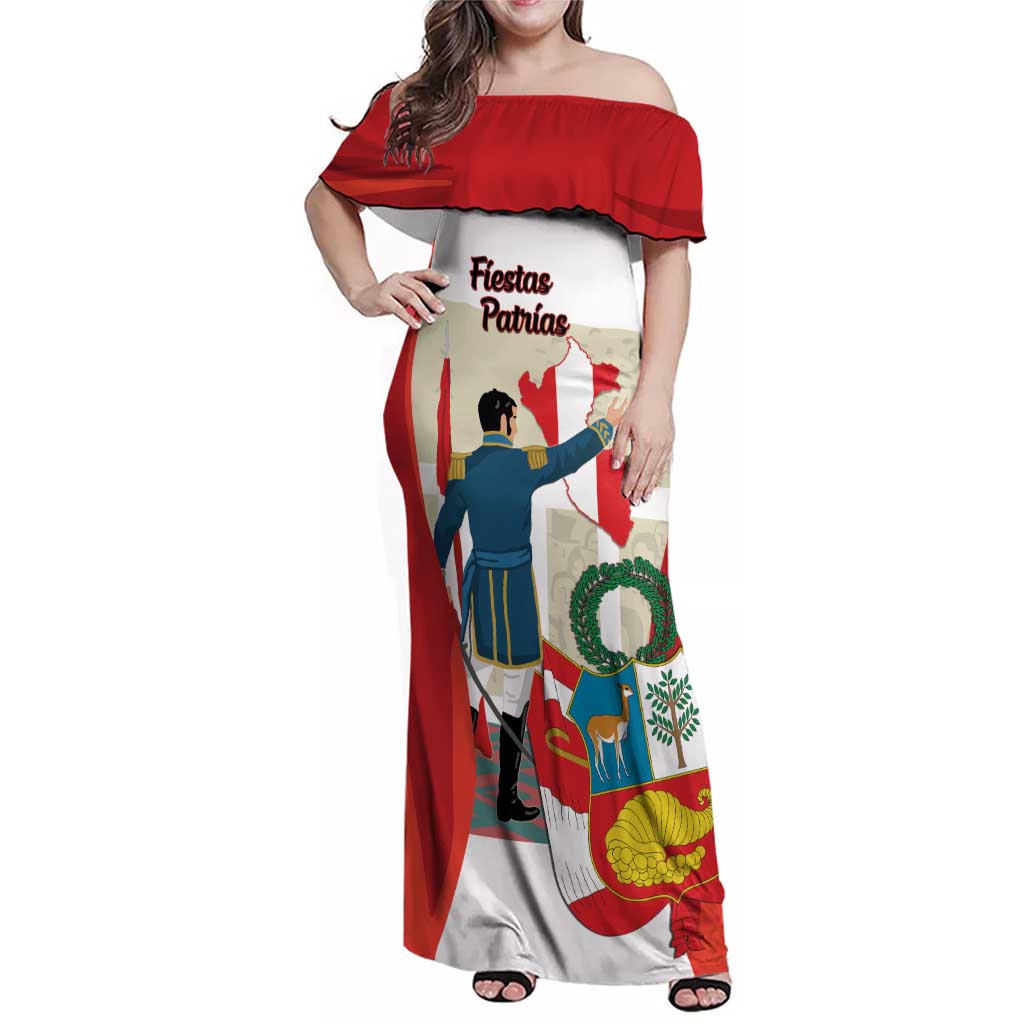 Peru Independence Day Family Matching Off Shoulder Maxi Dress and Hawaiian Shirt Jose de San Martin Fiestas Patrias