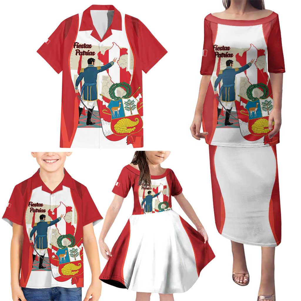 Peru Independence Day Family Matching Puletasi and Hawaiian Shirt Jose de San Martin Fiestas Patrias
